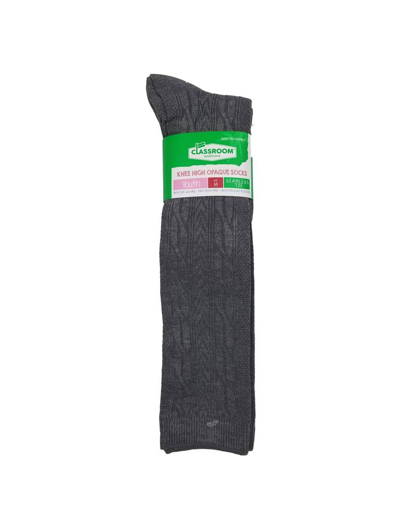 Multiple Vendor GREY CABLE KNEE HI SOCKS 3-PACK