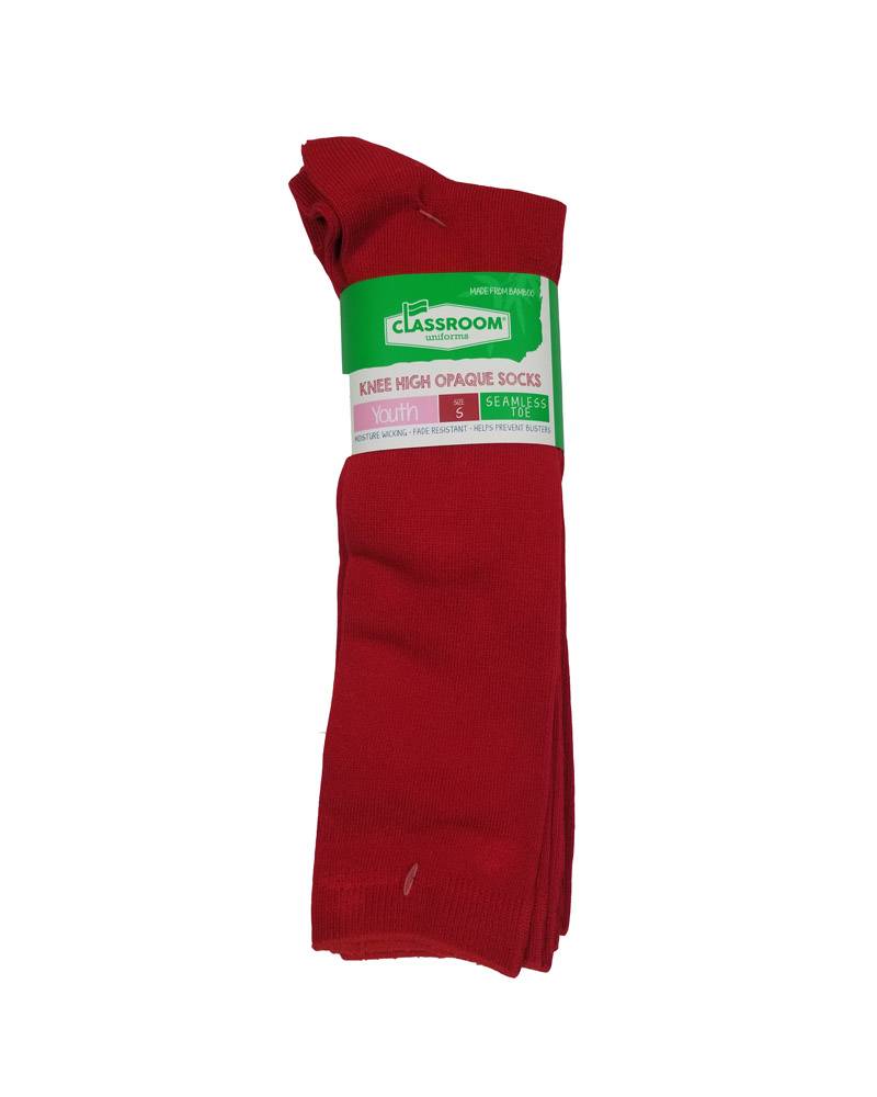 CLASSROOM RED OPAQUE KNEE HI SOCKS 3-PACK