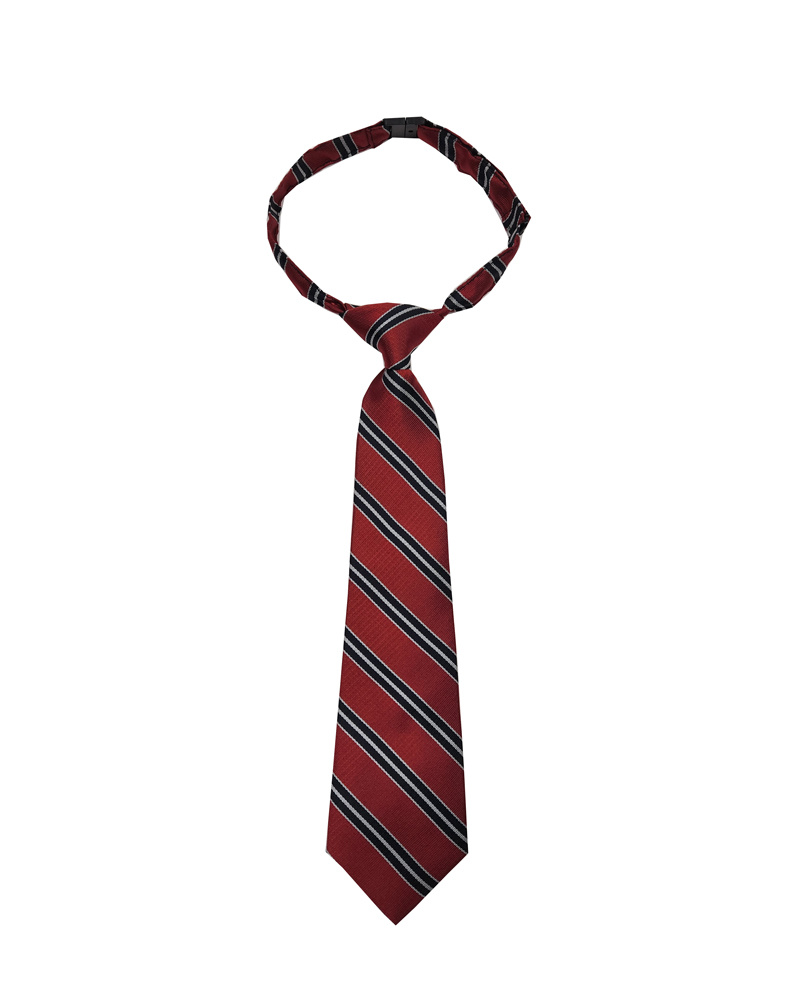 EE DEE TRIM ST. GERTRUDE RED/BLACK/SILVER STRIPE READY MADE TIE 14in