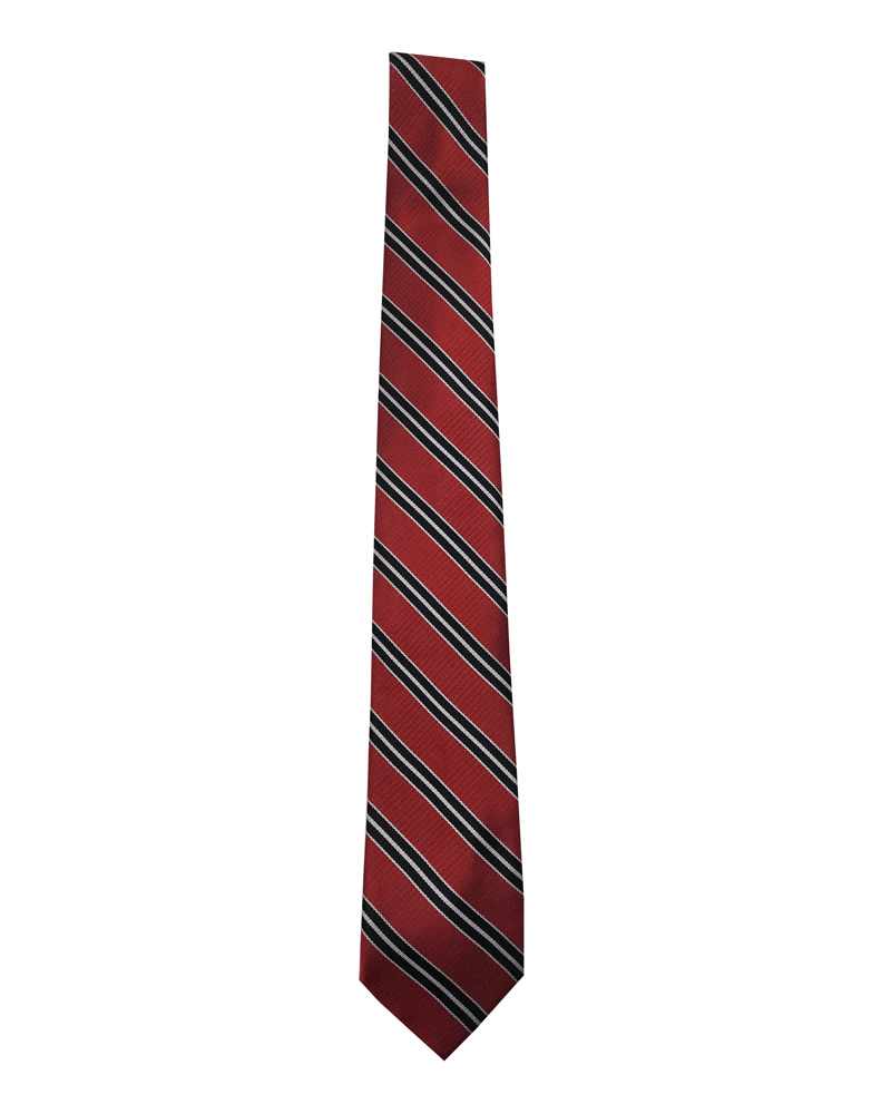 EE DEE TRIM ST. GERTRUDE RED/BLACK/SILVER STRIPE TIE 57in