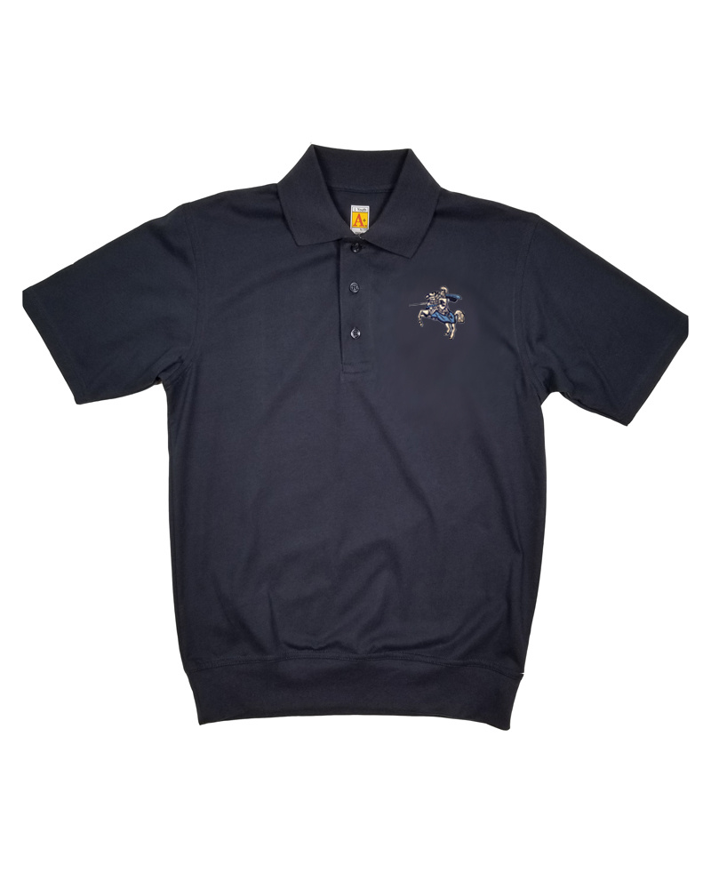 School Apparel, Inc. PARKERSBURG KNIGHT LOGO SS BANDED BOTTOM POLO