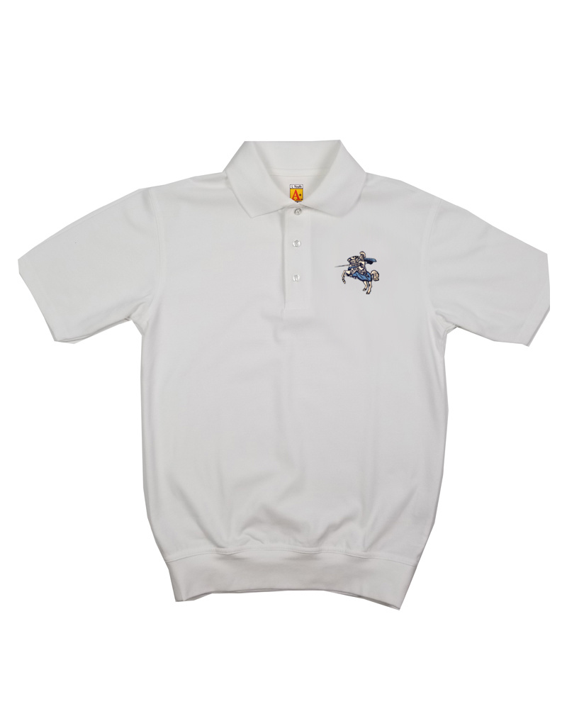 School Apparel, Inc. PARKERSBURG KNIGHT LOGO SS BANDED BOTTOM POLO