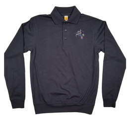 School Apparel, Inc. PARKERSBURG KNIGHT LOGO LS BANDED BOTTOM POLO
