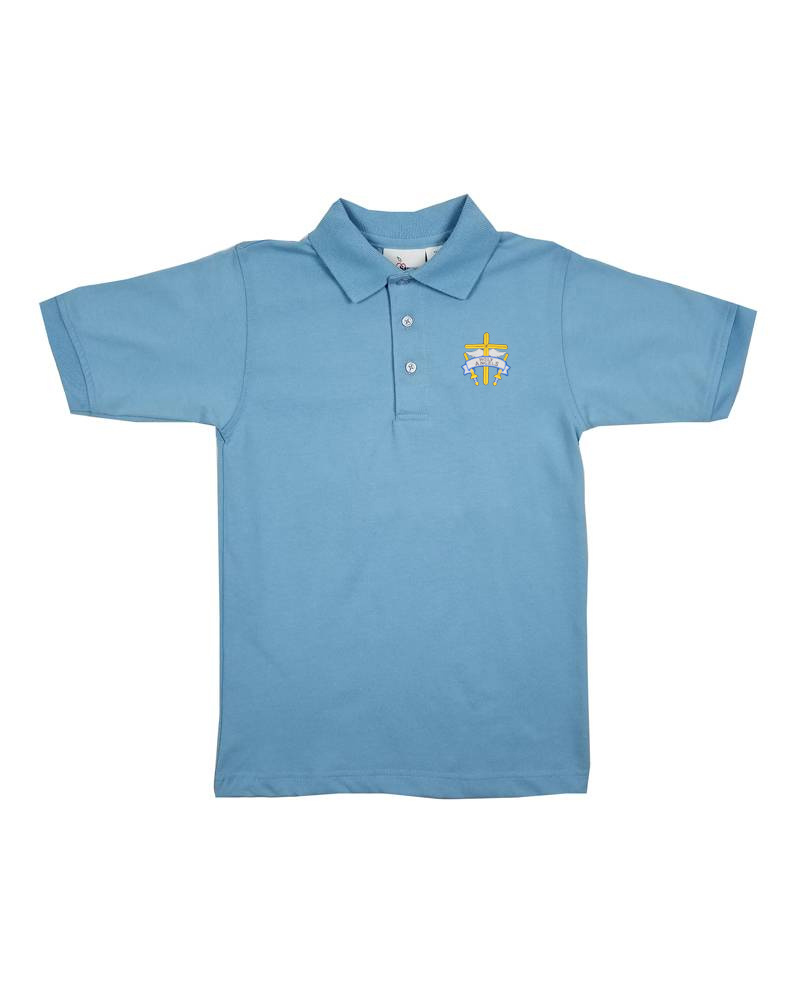 Elder Manufacturing Co. Inc. HOLY ANGELS JERSEY SHORT SLEEVE KNIT SHIRT LT BLUE