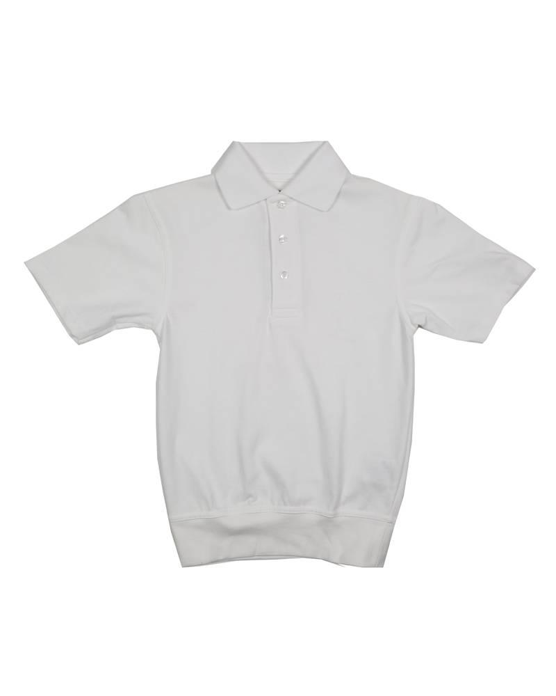 School Apparel, Inc. SHORT SLEEVE BANDED BOTTOM POLO WHITE