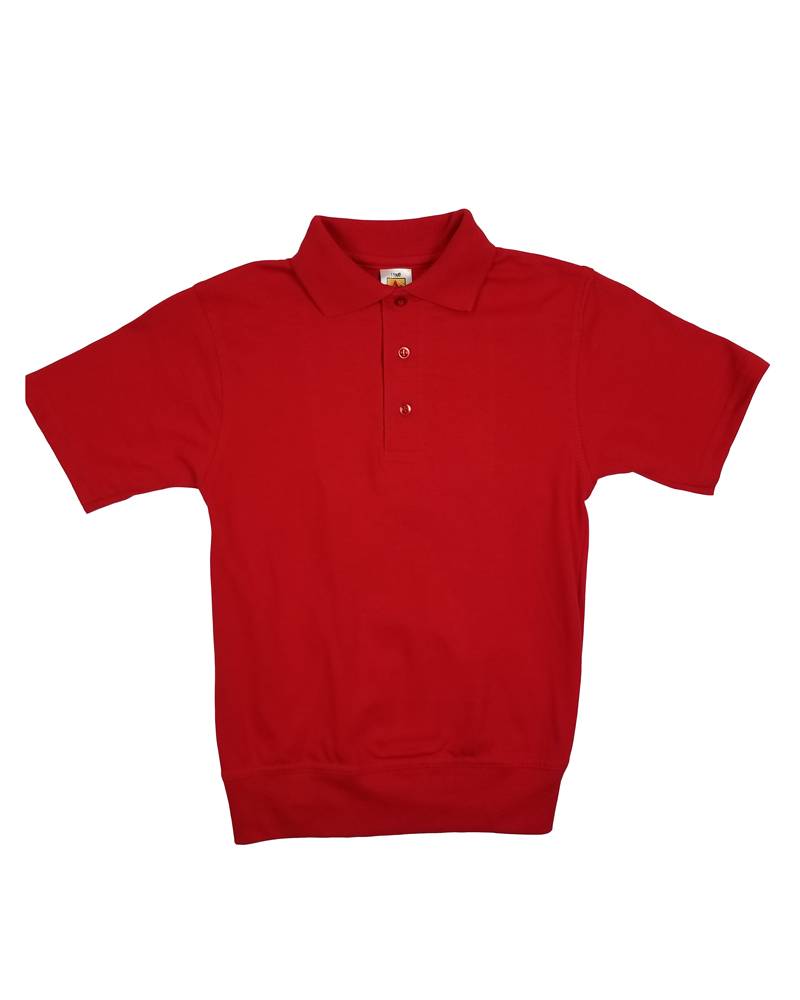 School Apparel, Inc. SHORT SLEEVE BANDED BOTTOM POLO RED