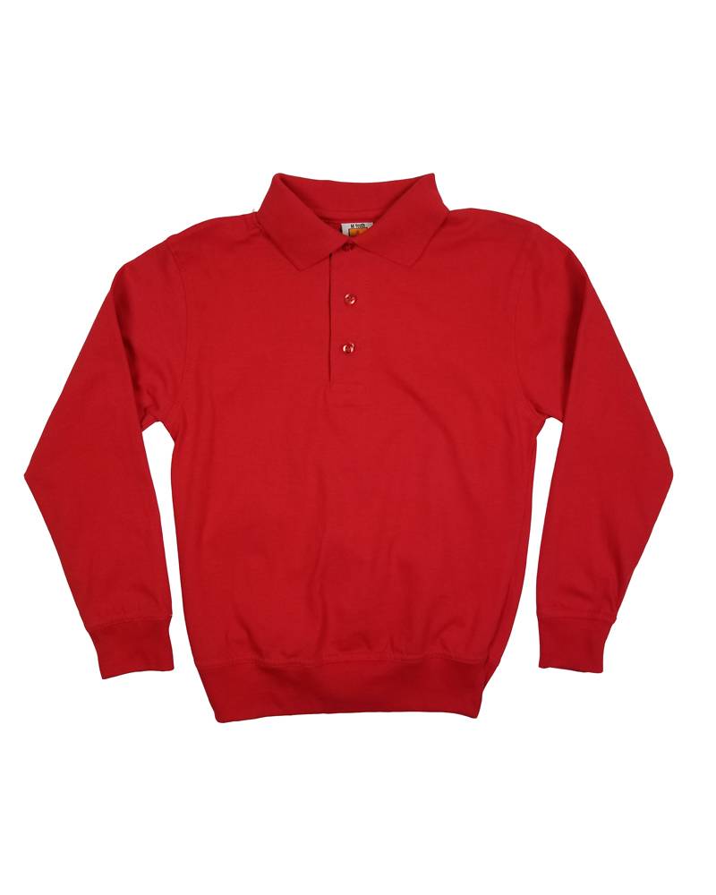 School Apparel, Inc. LONG SLEEVE BANDED BOTTOM POLO RED