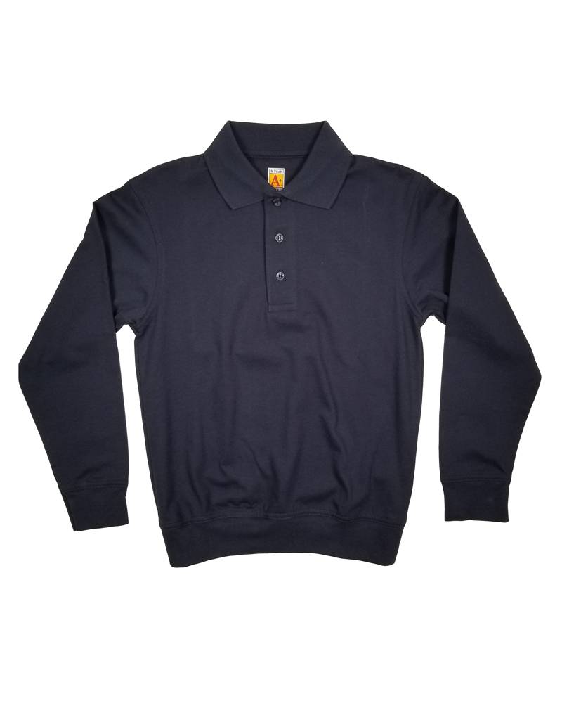 School Apparel, Inc. LONG SLEEVE BANDED BOTTOM POLO NAVY