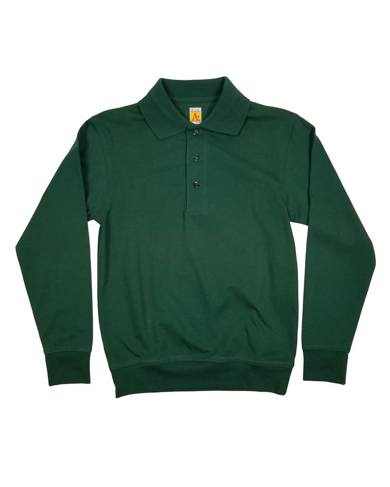 long sleeve banded bottom polo