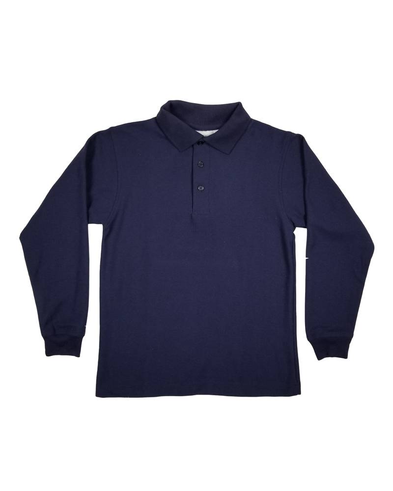 Elder Manufacturing Co. Inc. LONG SLEEVE PIQUE KNIT SHIRT NAVY