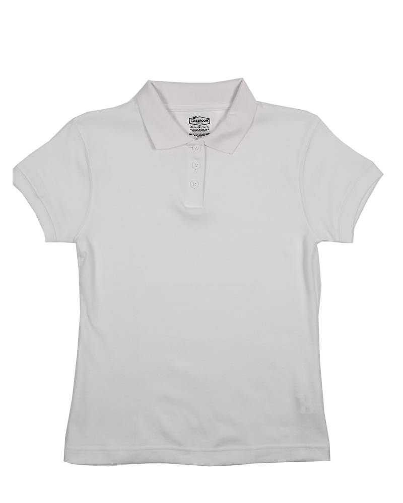 Classroom Uniforms CLASSROOM GIRLS/LADIES SHORT SLEEVE POLO WHITE B