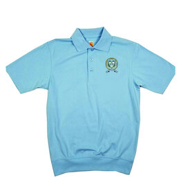 School Apparel, Inc. PARKERSBURG CREST LOGO SS BANDED BOTTOM POLO