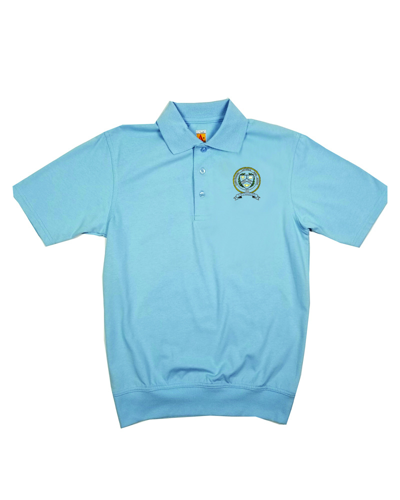 School Apparel, Inc. PARKERSBURG CREST LOGO SS BANDED BOTTOM POLO