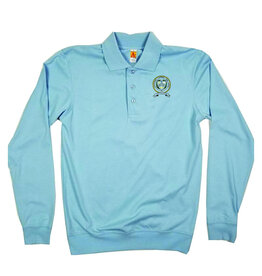 School Apparel, Inc. PARKERSBURG CREST LOGO LS BANDED BOTTOM POLO