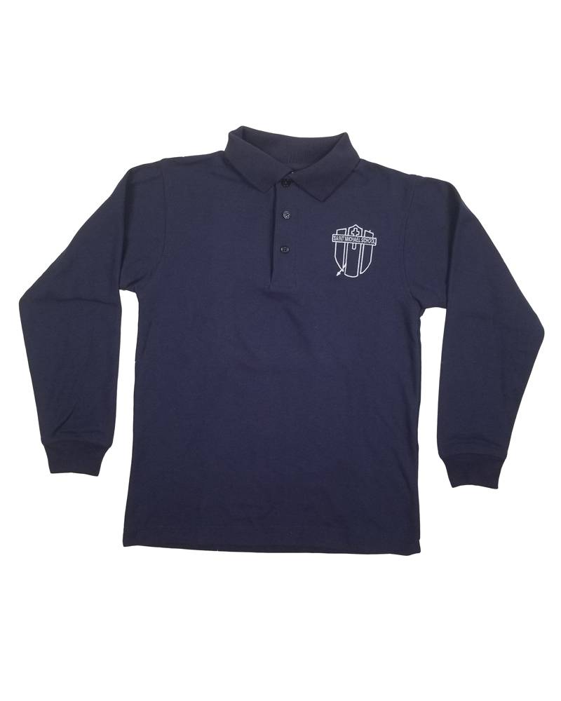 ST. MICHAEL FINDLAY LS KNIT SHIRT NAVY - Educational Apparel