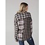 Angie Angie Mixed Plaid Acid Washed Button Up w/ Frayed Hem (P2W94)