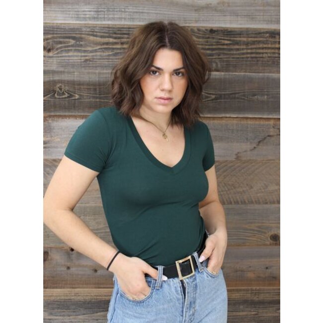 Angie Basic V-neck Tee Shirt (X2731)