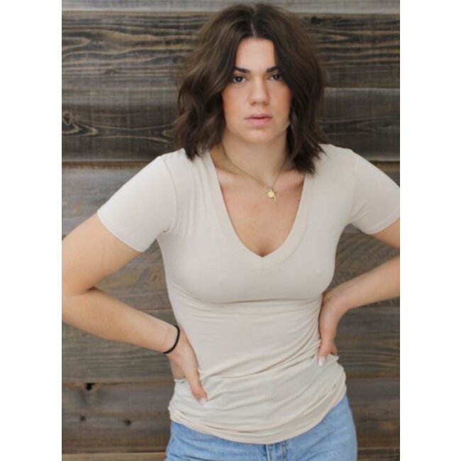Angie Basic V-neck Tee Shirt (X2731)