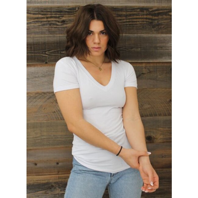 Angie Basic V-neck Tee Shirt (X2731)