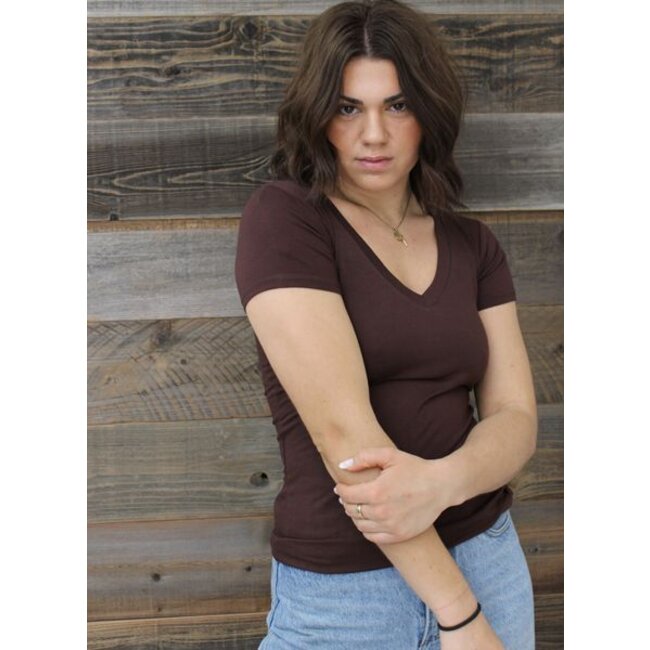 Angie Basic V-neck Tee Shirt (X2731)