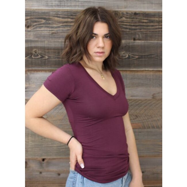 Angie Basic V-neck Tee Shirt (X2731)