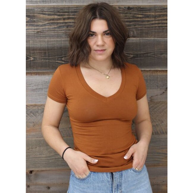 Angie Basic V-neck Tee Shirt (X2731)