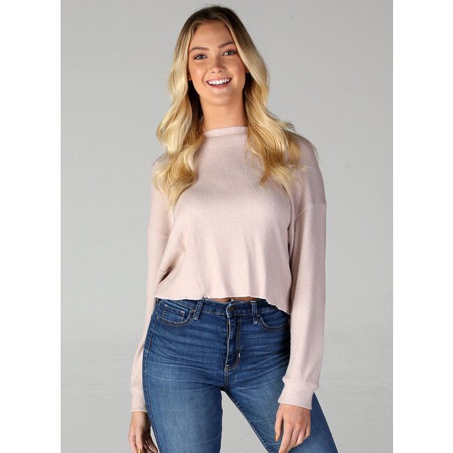 Angie Angie Brushed Rib Lettuce Hem Crop Top (X2R74)