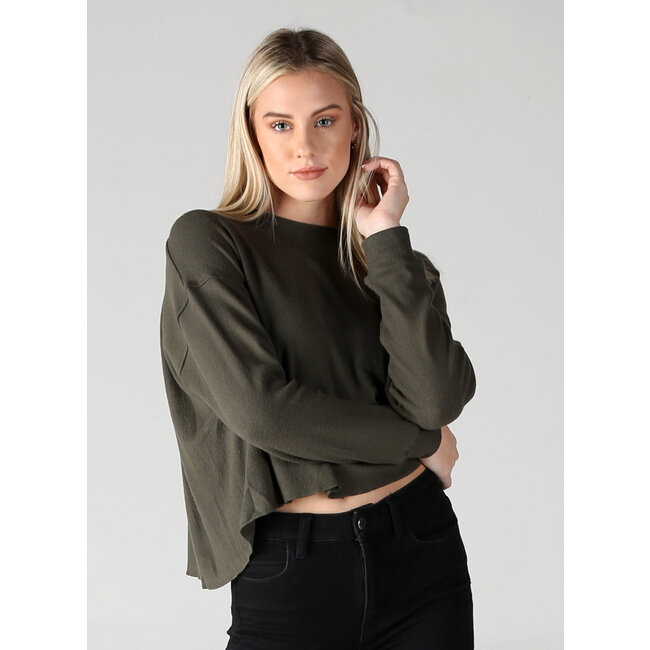 Angie Angie Brushed Rib Lettuce Hem Crop Top (X2R74)