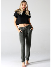 Angie Washed Brushed Rib Knit Joggers With Rouched Ankles (XP893)