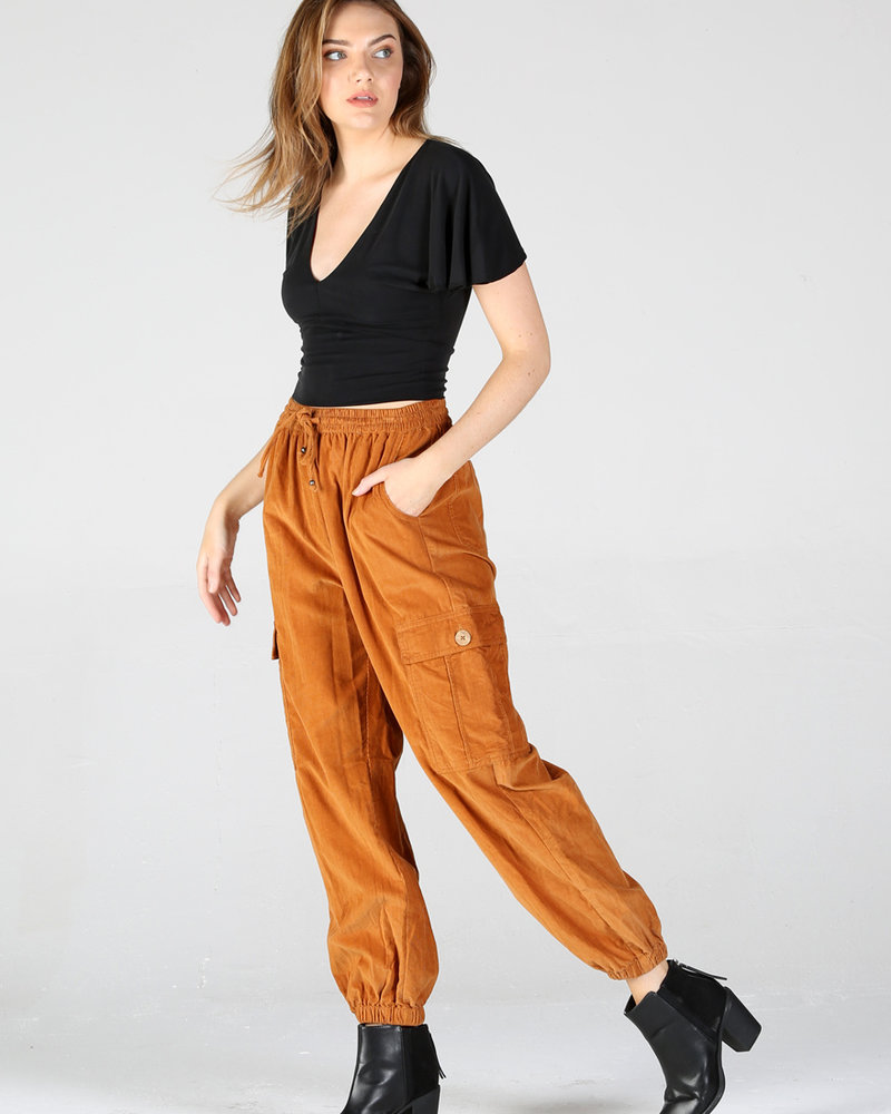 Angie Pant With Side Pocket And Elastic Ankle Cuff - Creations Boutique