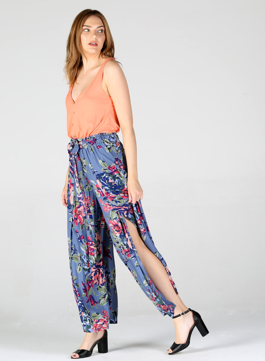 Angie Wide Leg Pants With Slit (25P63)