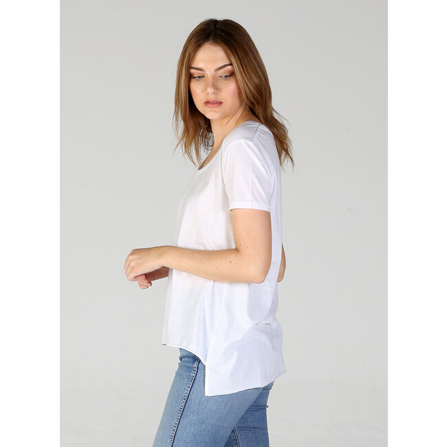Angie Scoop Neck Shirt  Raw Hem (X2AG4)