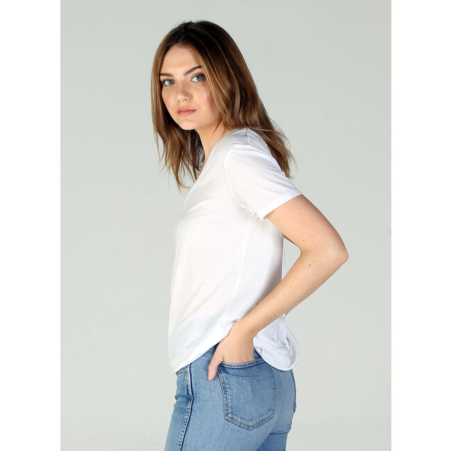 Angie Scoop Neck Shirt  Raw Hem (X2AG4)