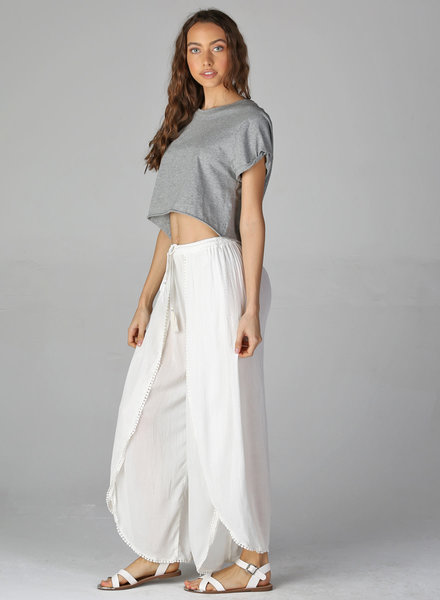 Angie Wide Leg Pants with Self Tie (25C71) - Creations Boutique