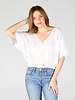 White Eyelet Emb SS Button front Top with elastic waist (X2AS0)
