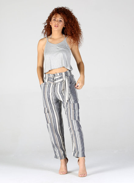Angie Stripped Pant W/ double buckle (25R52)