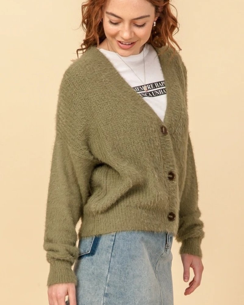 fuzzy cardigan sweater