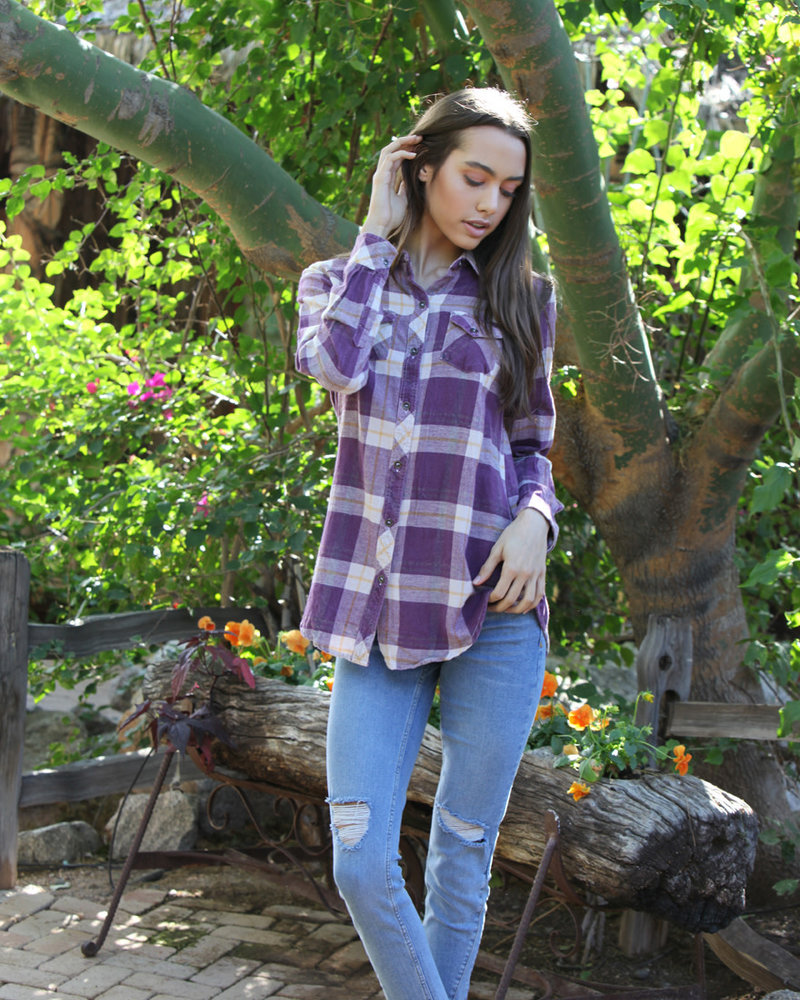 Angie Button Up Long Sleeve Denim Top (B2L29)