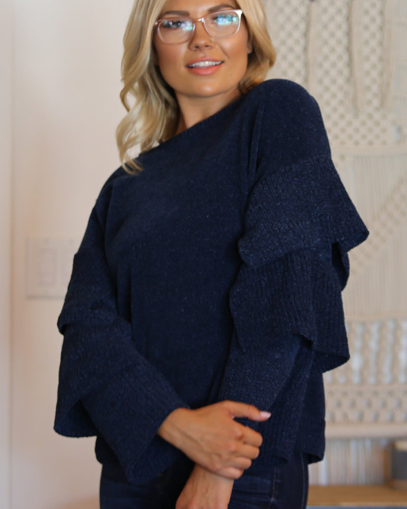 Angie Chenille Tier Sleeve Pullover (XHJ02)