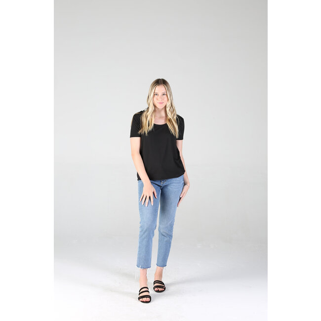 Angie Angie Scoop Neck Shirt  Raw Hem (X2AG4)
