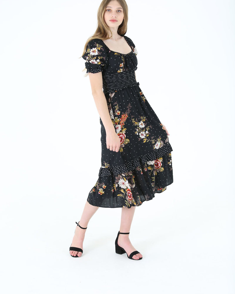 Angie Single Tiered Maxi Dress with Smocked Waist (C4174)