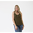 Angie Lace Trim Rib Knit Tank W.Buttons (X2AG9)