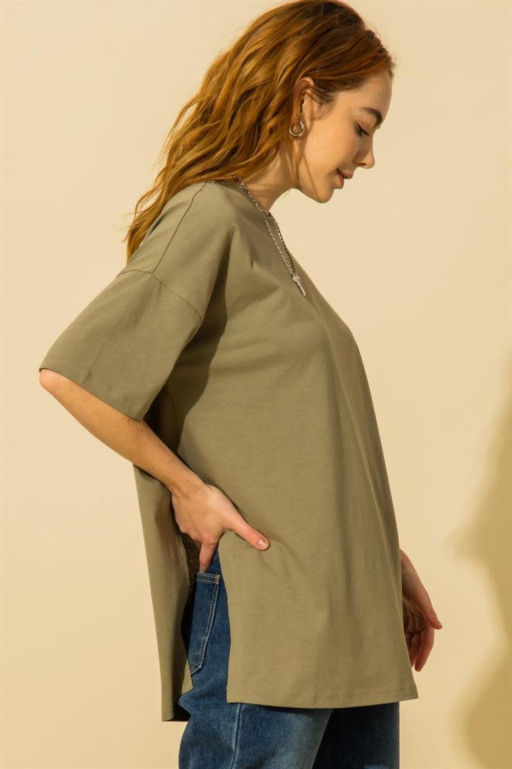 Double Zero Oversized Tee With Slits 