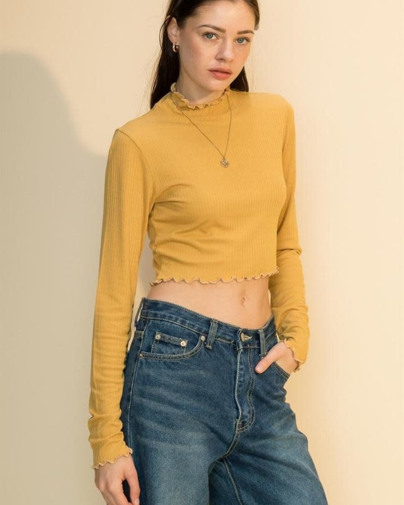 Double Zero Lettuce Edge Mock Neck Long Sleeve Crop Top Dz21g030 Creations Boutique Double Zero Lettuce Edge Mock Neck Long Sleeve Crop Top Dz21g030 Creations Boutique