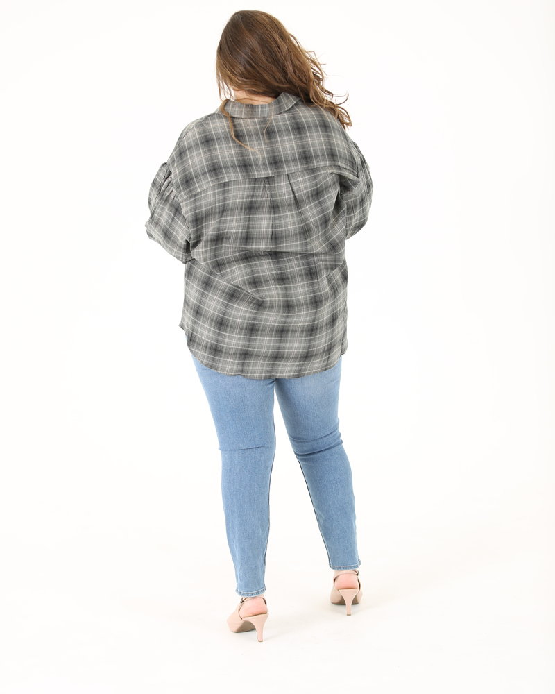 Angie Plus Button Up Plaid Flannel (B9Z44)