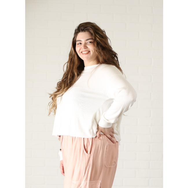 Angie Angie Brushed Rib Lettuce Hem Crop Top (X9R74)