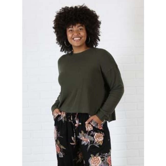 Angie Angie Brushed Rib Lettuce Hem Crop Top (X9R74)