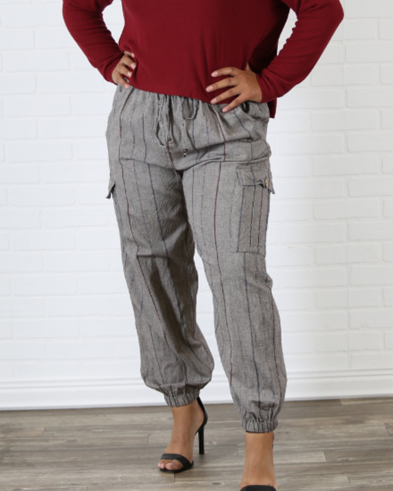 Angie Pant With Side Pocket And Elastic Ankle Cuff - Creations Boutique