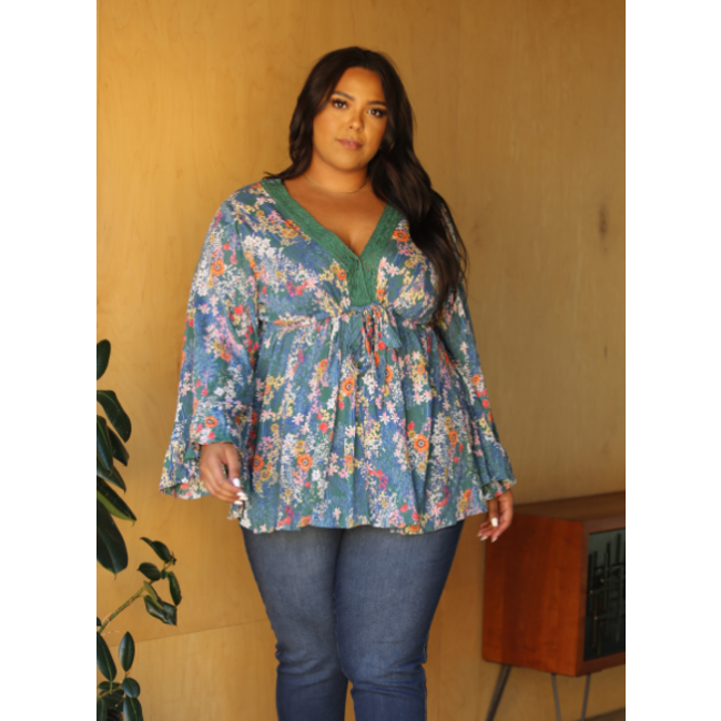 Angie Angie V Neck Angled Sleeves Top  (F9197)