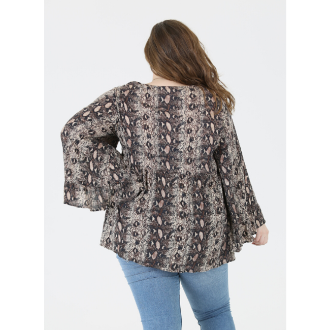 Angie Angie V Neck Angled Sleeves Top  (F9197)